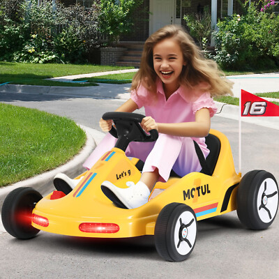 Yellow 12V Battery Power Kids Ride On Car Electric Go Kart w