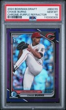 2024 Bowman Draft Chase Burns 1st Bowman Purple Refractor /250 🔥PSA 10🔥POP 10