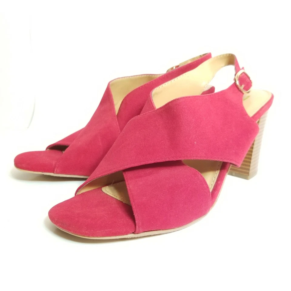 Maurice's Red Jane Criss Cross Open Toe Heeled Sandals. Wide Straps. Red Shoes. - Image 4 of 4