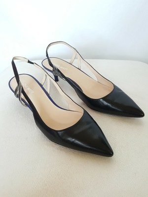 blue kitten heel slingbacks