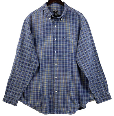 RALPH LAUREN JEANS CO. Button Down Shirt Men's Size Extra Extra Large Blue Plaid