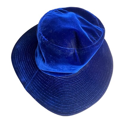 Vtg Mr. Sal Original New York Daytons French Room Velvet Wide Brimmed Bowler Hat Vtg Mr. Sal Original New York Daytons French Room Velvet  main image 2
