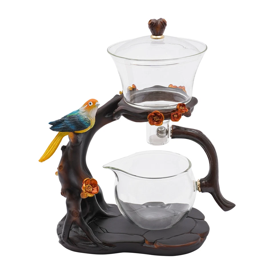 Juego de té de vidrio automático juego de tetera de vidrio juego de servicio de té para decoración de mesa de té Foto 3 de 4