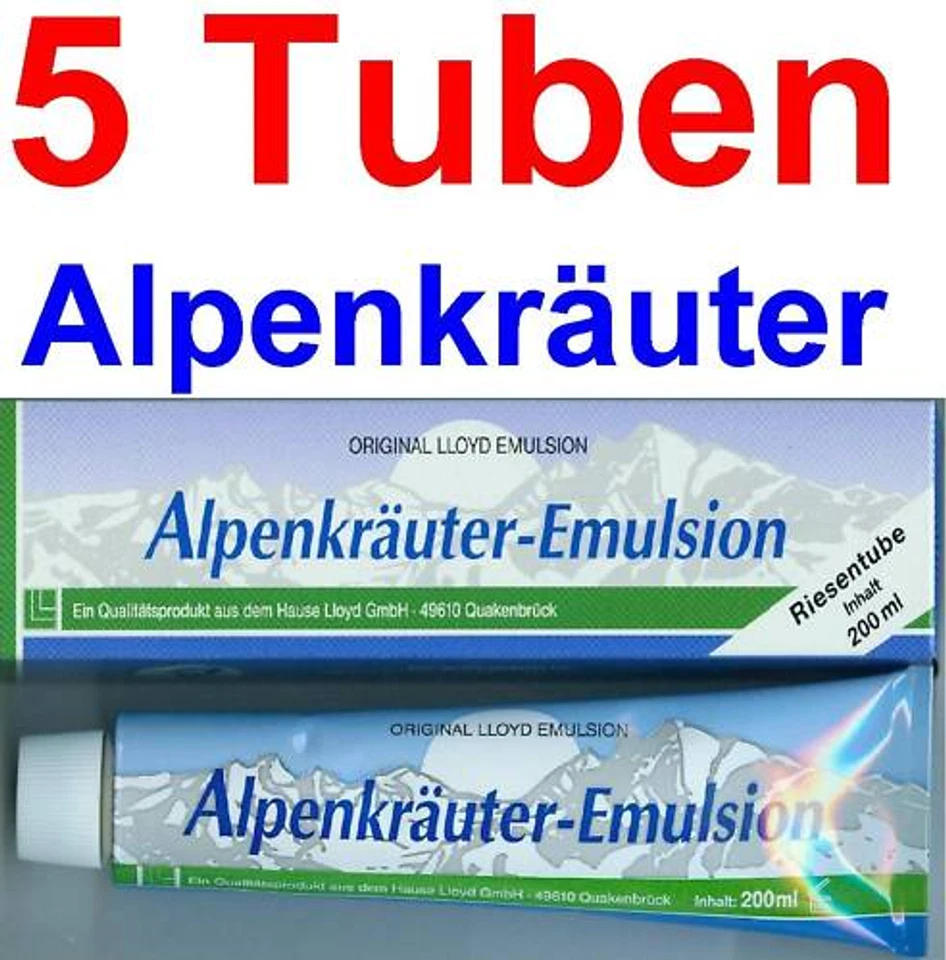 (22,40 EUR / 1Ltr.) LLOYD Alpenkräuter Emulsion Creme 5 x 200 ml . Salbe...