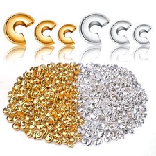 Aylifu 600pcs 3mm/4mm/5mm Crimp Bead Small, Gold,sliver 0.12/0.15/0.19inch 