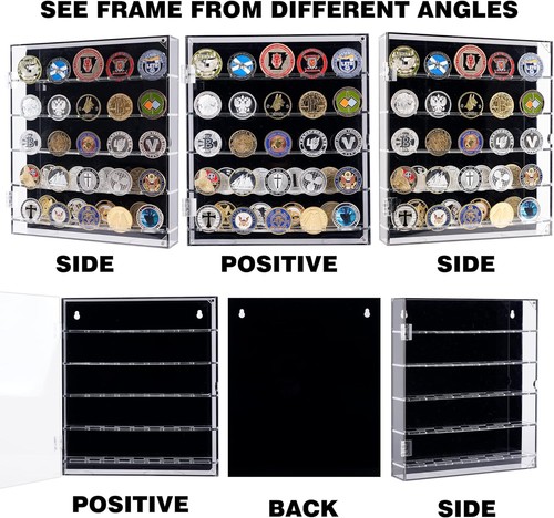 Coin Holder Challenge Coin Display Case Acrylic 45 Military Medals Shadow Box - Picture 9 of 12