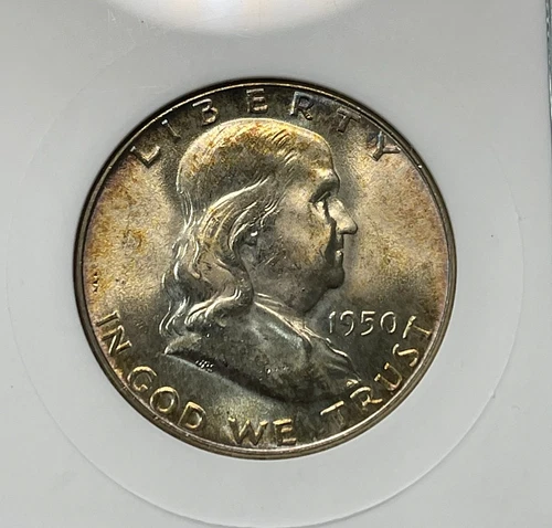 1950 Uncirculated Silver Franklin half ANACS MS 64 "Old Soap Box Holder"-(9358U)