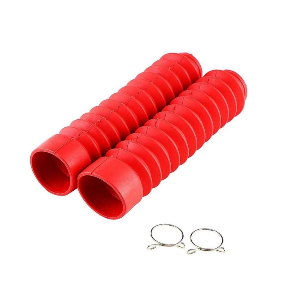 Kits de cubierta antipolvo amortiguador horquilla botas polainas de goma delanteras rojas para motocicleta Foto 3 de 4