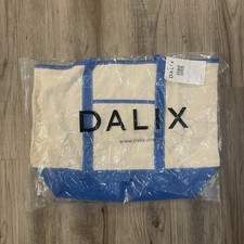 DALIX 22" Large Cotton Canvas Shopping Tote Bag Printable Blue Grocery NEW 