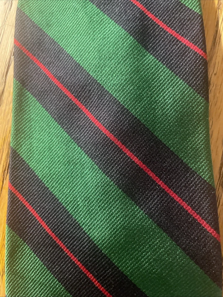 Corbata de seda Woodward Repp vintage usada en excelente estado a rayas de regimiento hecha en EE. UU. Foto 3 de 4