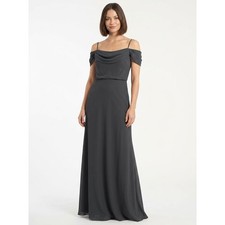 Jenny Yoo Gray Off the Shoulder Draped Maxi Dress Women Size 6