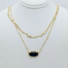 Kendra Scott Elisa Gold Crystal Multi Strand Pendant Necklace in Black