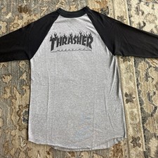 VTG Thrasher Magazine Skateboard Men's Small Raglan Shirt Made In USA 90s Y2K