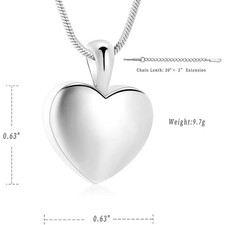Heart Shaped Cremation Locket Urn Memorial Necklace for Pet, Family or Friend