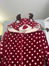 Next red polka dot reindeer all in one pjs