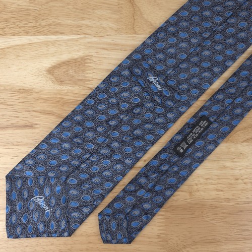 Brioni Foulard Geometric Blue Gray Cats Eye Neck Tie 3.75" x 60.5" Made in Italy - Picture 2 of 7