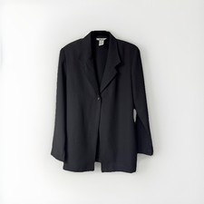Bice by Sag Harbor Women S Vintage 80s Black Sheer Blazer Minimalist Lightweight