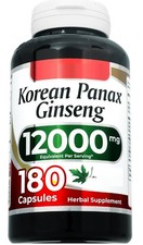 Korean Ginseng Root Panax Ginseng 12000mg 180 Caps No Preservatives