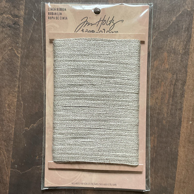Tim Holtz idea-ology Gray Linen Ribbon 3/8'' Single-Sided Solid TH93102