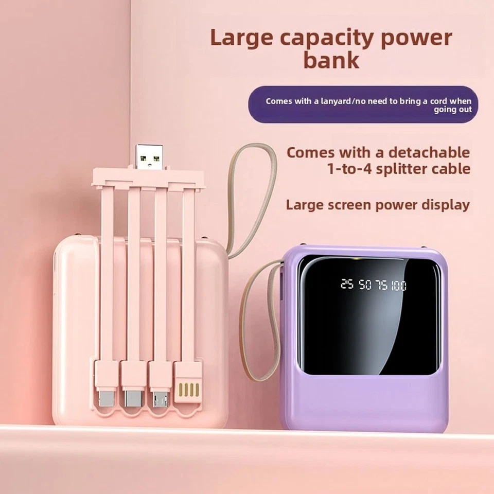 Mini Power Bank 10000mAh Charger Portable External Battery For iPhone Type-C New - Image 3 of 4