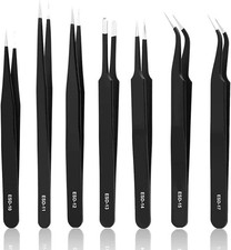 7pcs Precision Tweezers Set, Premium Anti-Static Stainless Steel ESD Tweezers Se