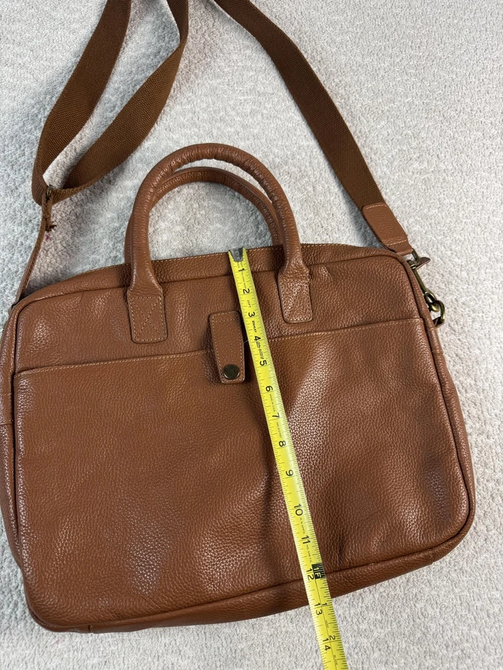 Mark & Graham Pebbled Leather Briefcase Laptop Bag Brown Crossbody Messenger - Image 2 of 4