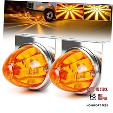 2Pcs Amber Glass Lens Watermelon Lights with Stainless Steel Amber-2pcs