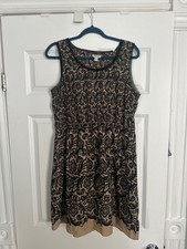 Rodarte For Target Beige Black Lace Print Mini Dress Size XL
