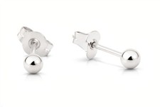BALL SM STUD EARRINGS 14K WHITE GOLD - Made in USA - NEW WITH TAG