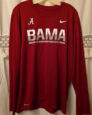 Mens Xl Nike BAMA Longsleeve Dri Fit Shirt Maroon