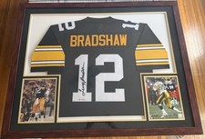 Terry Bradshaw Signed Framed Black Steelers Jersey Autograph Fanatics COA
