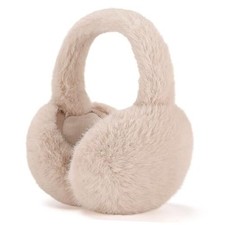 Winter Ear Muffs Faux Fur, Women Girls Ear Wamers Foldable Fluffy A-khaki