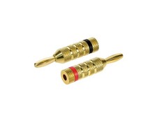 Monoprice High-Quality Gold Plated Speaker Banana Plugs - 1 Pair - Closed Screw