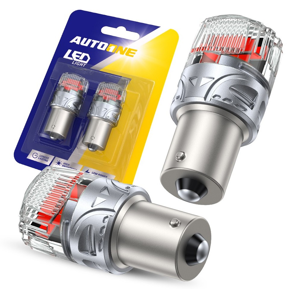 1156 P21W Red LED Brake/Tail Light Bulbs - Error Free, CANbus, For BMW, Audi, Lexus