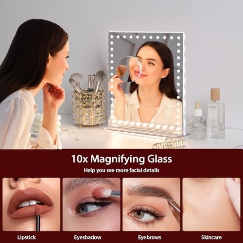 VANITII Vanity Mirror with Lights LED Lighted Makeup Mirror with 12"L x 9.84"W - Afbeelding 5 van 7