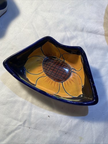 Signed handmade Talavera Style Sectional Mexican Pottery Sunflower 8 Pieces - Picture 10 of 23