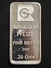 Very Rare RONAK Gems 20 Gram  .999 Silver Bar