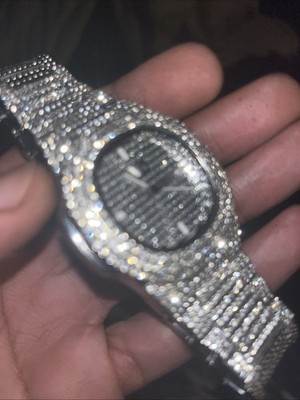 Iced Out Japanese Quartz Crystal Covered Dial