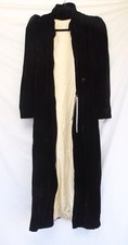 Antique Vintage Black Velvet Full Length Opera Cape Lined With Sleeves Jacket