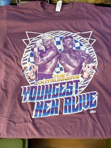 Brand New AEW The Outrunners "Retro" L T-Shirt All Elite Crate Exclusive - Picture 1 of 2
