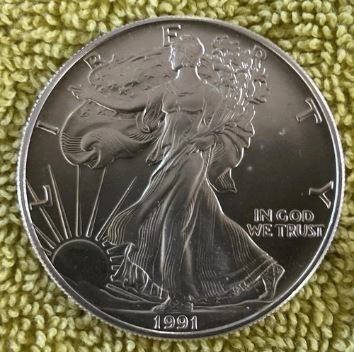 1991 Silver Eagle Coin Auction -  Low Mintage Year! BU Gem!!