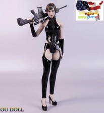 1/6 black leather Jumpsuit Trousers for 12'' Female Figure Phicen Hot toys ❶USA❶