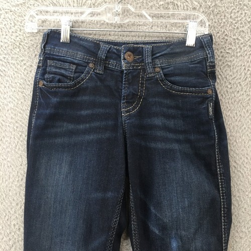 Silver Suki Slim Bootcut Jeans Womens 26x34.5 Blue Denim Low Rise Dark Wash Zip - Picture 2 of 17