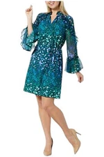 C Wonder by Christian Siriano Mock Neck Ruffle Detail Dress Green