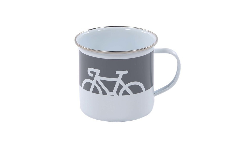 Taza Esmaltado Exterior Campamento Carretera Bicicleta Bicicleta Blanca Gris