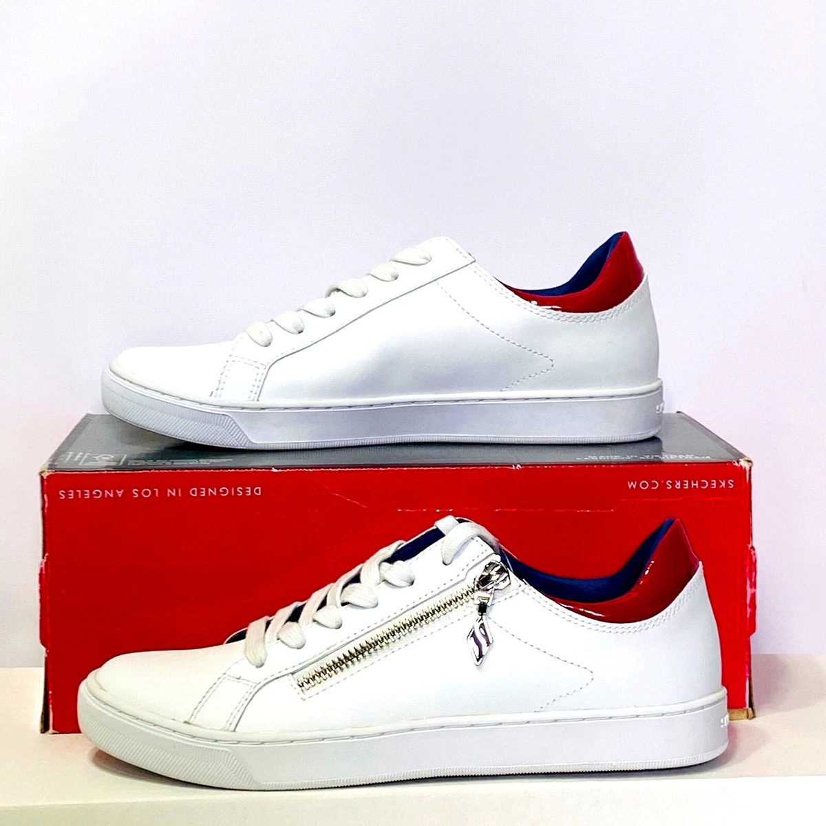 Women s Skechers PRIMA SIDE DOOR Lace Up Sneaker Size 6.5 White
