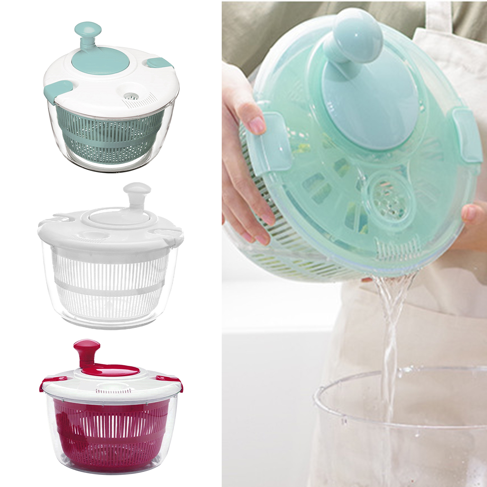 Salad Spinner Vegetables Leaf Lettuce Dryer Drainer Fruit Wash Clean Basket NEW-image