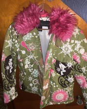Multicolor Girls Juniors Winter Coat Jacket With Fur