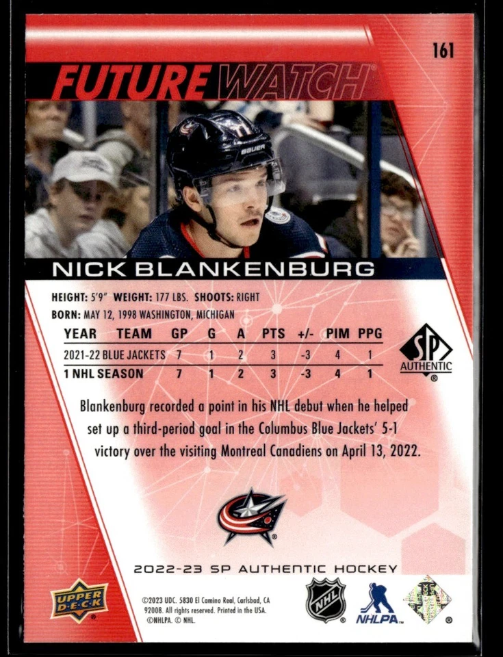 2022-23 SP Authentic Limited Red Nick Blankenburg #161 - Image 2 of 2