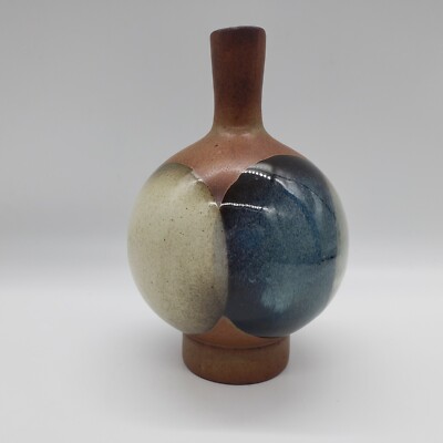 MCM Robert Maxwell Full Moons Blue White Eclipse Pottery Vase Eames 8''